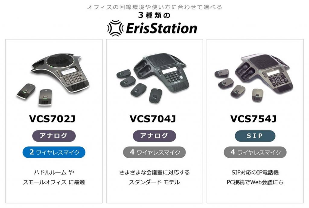 3種類のエリスステーション 『VCS702J』『VCS704J』『VCS754J』