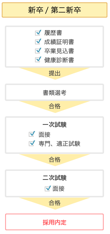 新卒・第二新卒採用の流れ